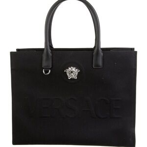 Versace Black Embossed Logo Handbag